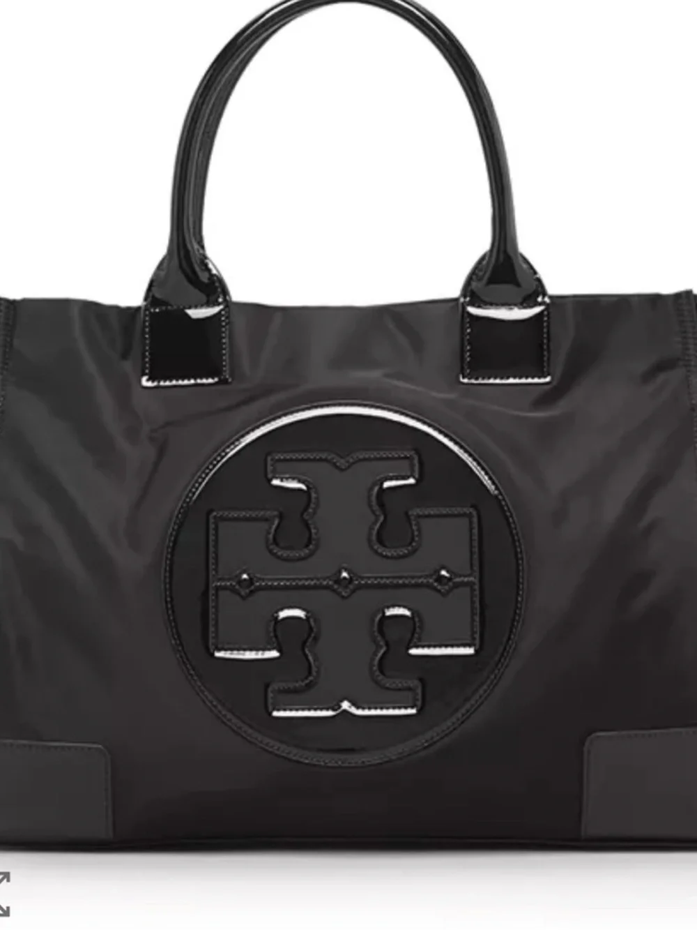 TORY BURCH Black Nylon Logo Patent Leather Trim